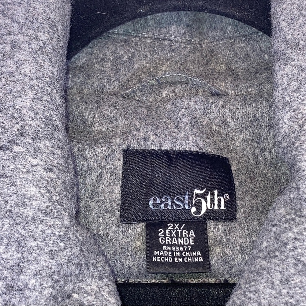 East 5th Coat Women’s Gray Plaid Scarf Button Down Size 2XL Wool Blend Pockets - Picture 6 of 16